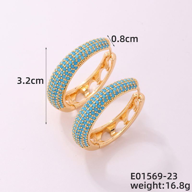 1 Piece Casual Simple Style Geometric Copper Zircon Silver Plated Hoop Earrings