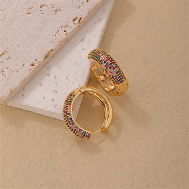 1 Piece Casual Simple Style Geometric Irregular Copper Zircon Silver Plated Huggie Earrings