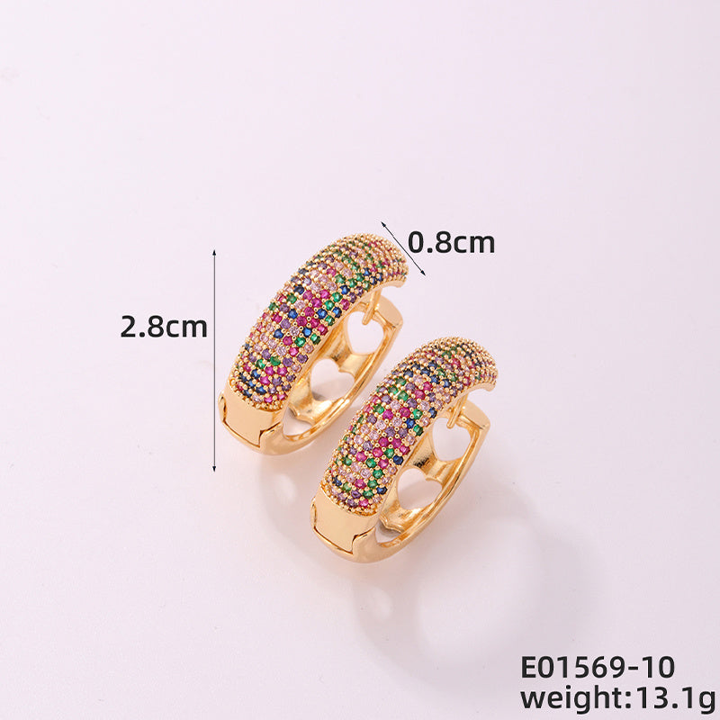 1 Piece Casual Simple Style Geometric Irregular Copper Zircon Silver Plated Huggie Earrings