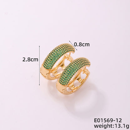 1 Piece Casual Simple Style Geometric Irregular Copper Zircon Silver Plated Huggie Earrings