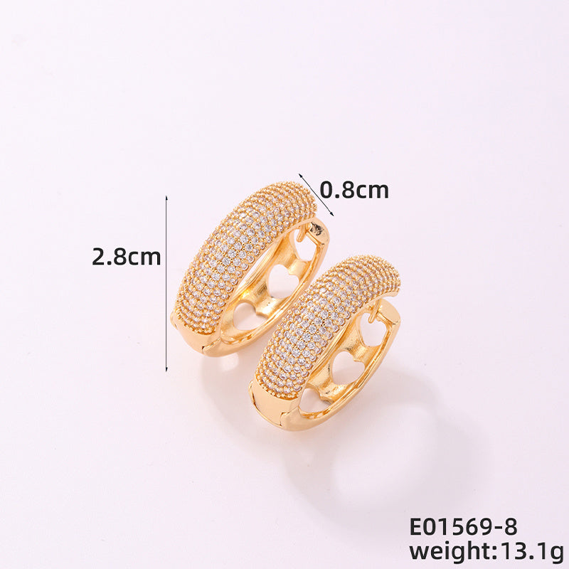 1 Piece Casual Simple Style Geometric Irregular Copper Zircon Silver Plated Huggie Earrings