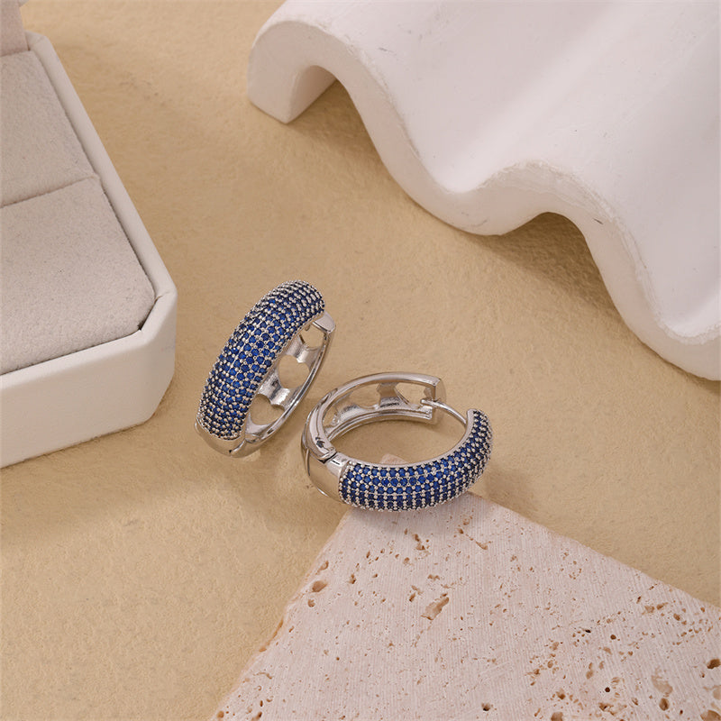 1 Piece Casual Simple Style Geometric Irregular Copper Zircon Silver Plated Huggie Earrings