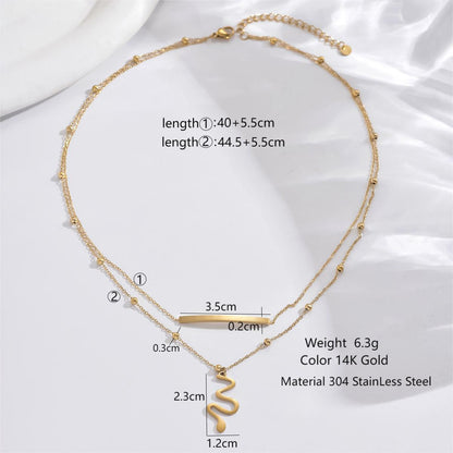 Elegant Classic Style Roman Style Moon Snake Butterfly Stainless Steel Plating Hollow Out Inlay Acrylic 14k Gold Plated Layered Necklaces