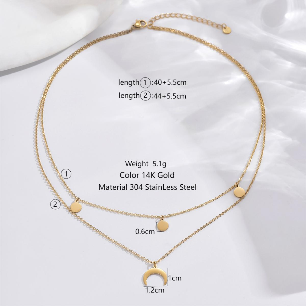 Elegant Classic Style Roman Style Moon Snake Butterfly Stainless Steel Plating Hollow Out Inlay Acrylic 14k Gold Plated Layered Necklaces