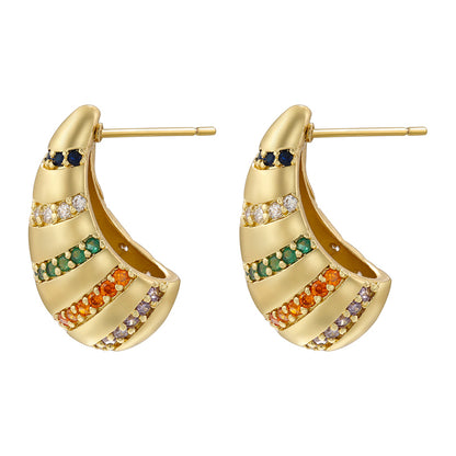 1 Pair Elegant Luxurious Shiny Water Droplets Plating Inlay Copper Zircon 18k Gold Plated Ear Studs