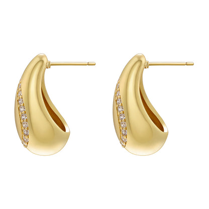 1 Pair Casual Vintage Style Simple Style Water Droplets Irregular Plating Inlay Copper Zircon 18k Gold Plated Ear Studs