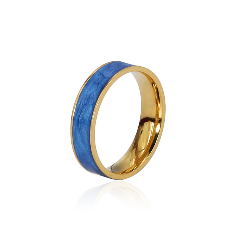 Romantic Sweet Commute Solid Color Titanium Steel Enamel Plating 18k Gold Plated Rings