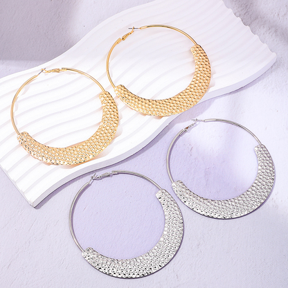 1 Piece Exaggerated French Style Modern Style Solid Color Plating Metal Alloy Hoop Earrings