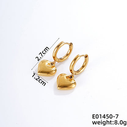 1 Piece Casual Simple Style Classic Style Heart Shape Plating Stainless Steel Gold Plated Silver Plated Drop Earrings