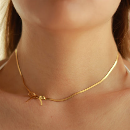 Simple Style Classic Style Bow Knot Stainless Steel Plating 18k Gold Plated Necklace