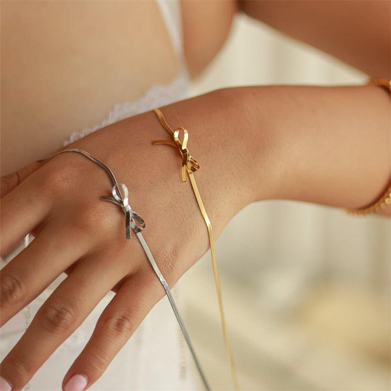 Simple Style Classic Style Bow Knot Stainless Steel Plating 18k Gold Plated Necklace