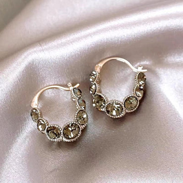 1 Pair Simple Style Shiny Round Plating Inlay Alloy Rhinestones Gold Plated Earrings