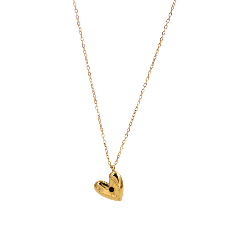 Sweet Simple Style Heart Shape Titanium Steel Plating Inlay Zircon 18k Gold Plated Pendant Necklace