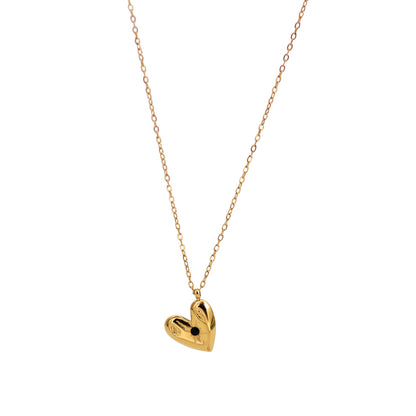 Sweet Simple Style Heart Shape Titanium Steel Plating Inlay Zircon 18k Gold Plated Pendant Necklace