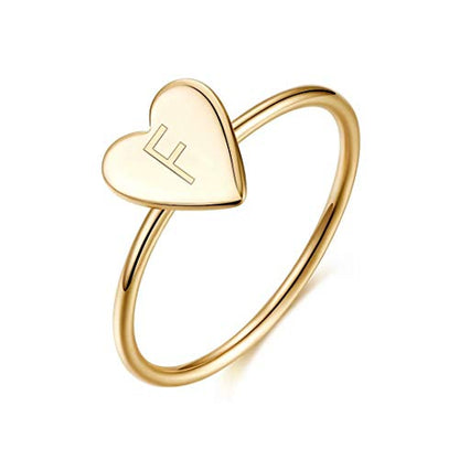 Ig Style Simple Style Letter Heart Shape Sterling Silver Plating 14k Gold Plated Rings