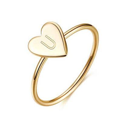 Ig Style Simple Style Letter Heart Shape Sterling Silver Plating 14k Gold Plated Rings