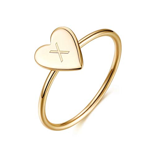 Ig Style Simple Style Letter Heart Shape Sterling Silver Plating 14k Gold Plated Rings