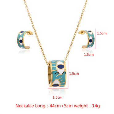 Hip-hop Simple Style Devil's Eye Titanium Steel Epoxy Plating Gold Plated Jewelry Set
