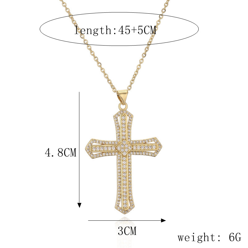 Ig Style Simple Style Cross Copper Plating Inlay Zircon Gold Plated Pendant Necklace