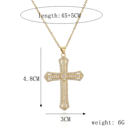 Ig Style Simple Style Cross Copper Plating Inlay Zircon Gold Plated Pendant Necklace