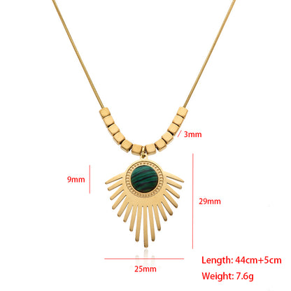 Casual Simple Style Triangle Round Eye Stainless Steel Epoxy Plating Inlay Artificial Gemstones Pendant Necklace