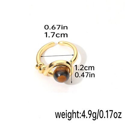 Elegant Retro Baroque Style Round Copper Plating Inlay Natural Stone Freshwater Pearl Zircon 18k Gold Plated Open Rings