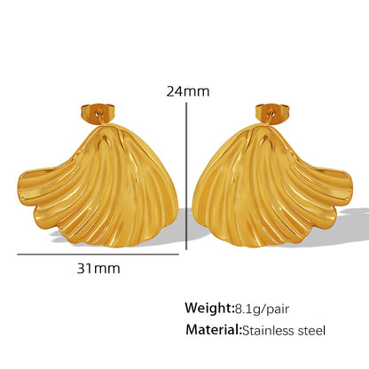 1 Pair Elegant Vintage Style Waves Shell Plating Titanium Steel 18k Gold Plated Ear Studs