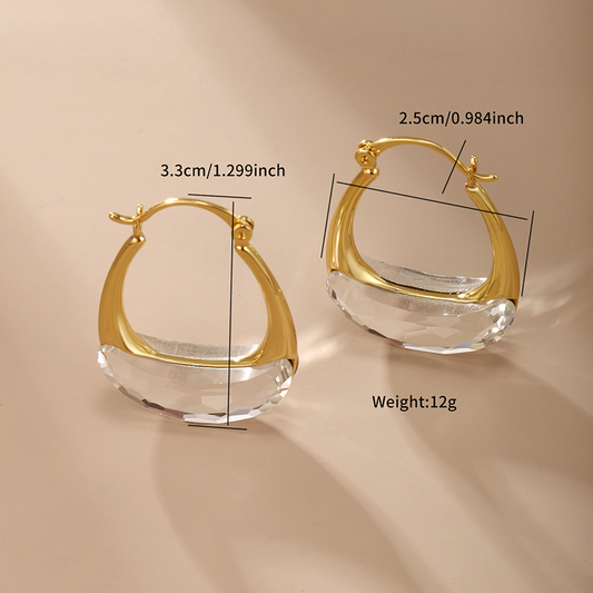 1 Pair Xuping Simple Style Geometric Plating Copper Alloy Artificial Gemstones Hoop Earrings