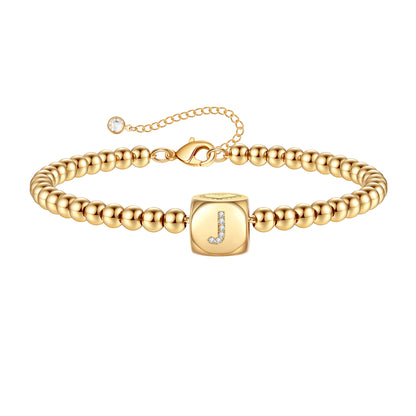 Simple Style Classic Style Letter Dice Stainless Steel Copper Beaded Plating Inlay Zircon 14k Gold Plated Bracelets