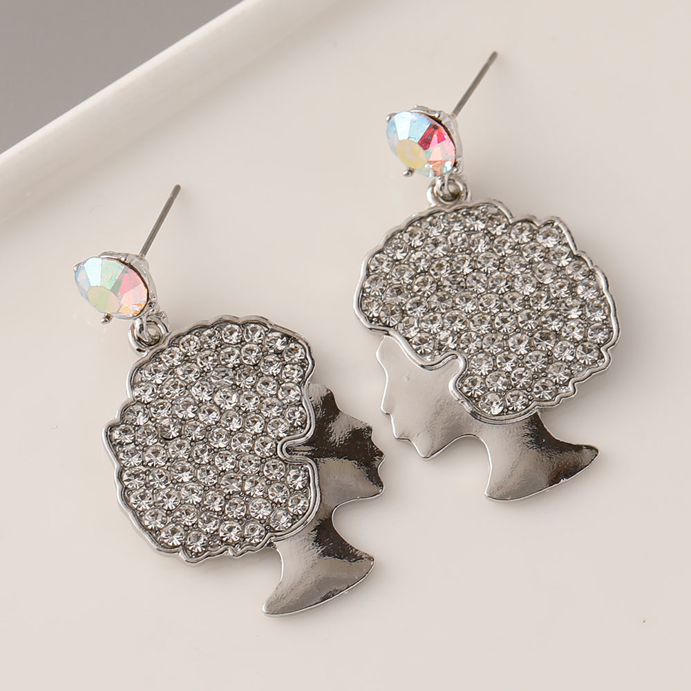 1 Pair Ig Style Exaggerated Human Inlay Alloy Rhinestones Drop Earrings