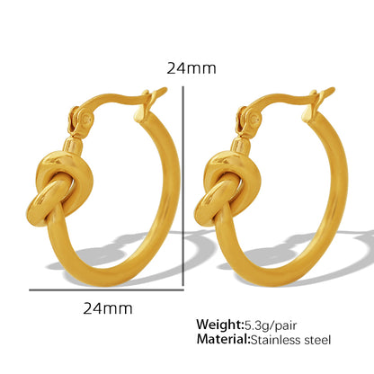 1 Pair Retro Simple Style Knot Plating Titanium Steel 18k Gold Plated Earrings