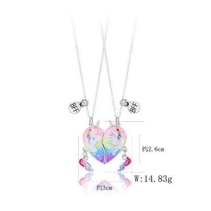 Cartoon Style Cute Heart Shape Fox Alloy Girl's Pendant Necklace