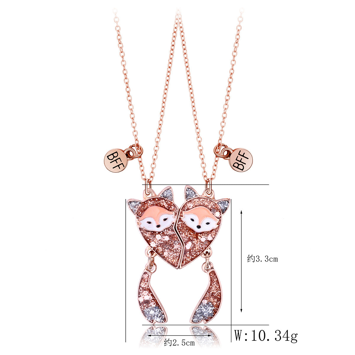 Cartoon Style Cute Heart Shape Fox Alloy Girl's Pendant Necklace