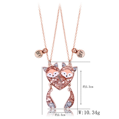 Cartoon Style Cute Heart Shape Fox Alloy Girl's Pendant Necklace