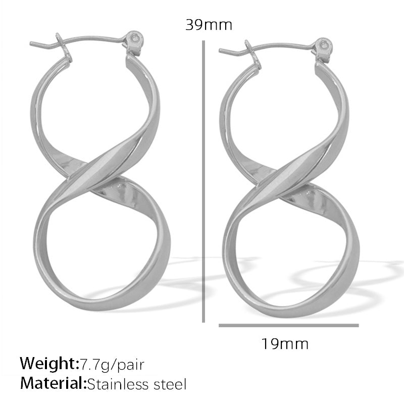 1 Pair Retro Simple Style Infinity Curve Lines Plating Titanium Steel 18k Gold Plated Earrings