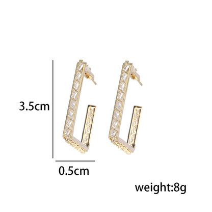 1 Pair Ig Style Simple Style Square Plating Inlay Copper Zircon Ear Studs