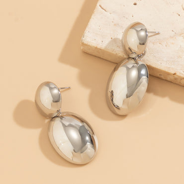 1 Pair Simple Style Shiny Oval Polishing Alloy Drop Earrings