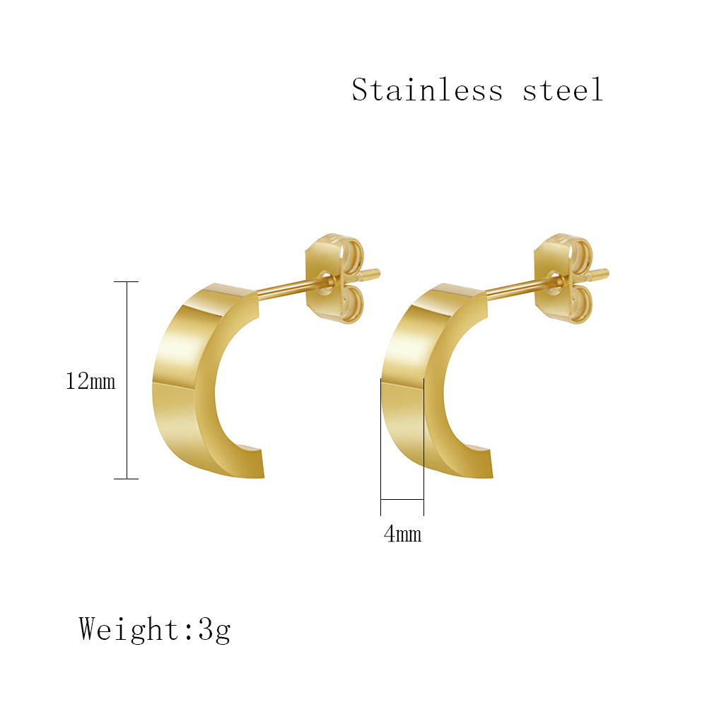 1 Pair Simple Style Commute C Shape Solid Color Plating Titanium Steel 18k Gold Plated Ear Studs