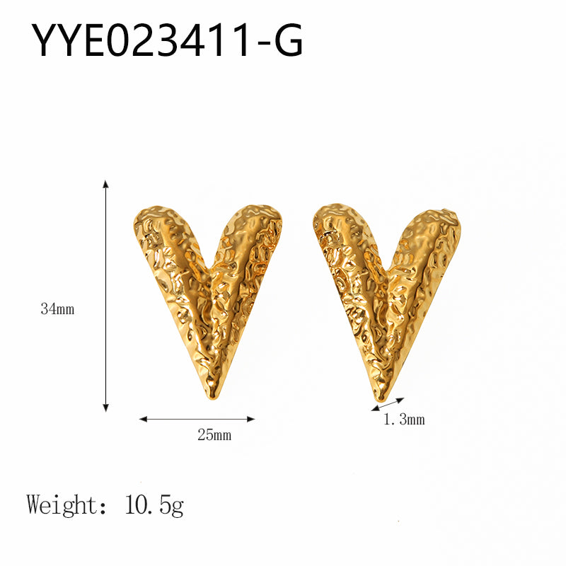 Vintage Style Simple Style Heart Shape Stainless Steel Plating 18k Gold Plated Earrings Necklace