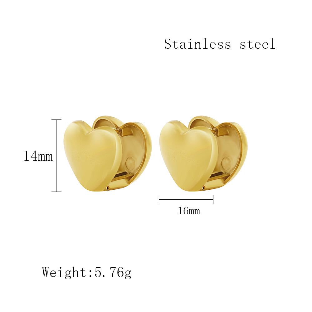 1 Pair IG Style Irregular Heart Shape Shell Plating Stainless Steel Ear Studs