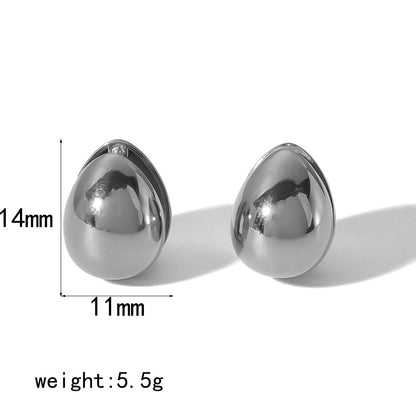 1 Pair Elegant Oval Enamel Stainless Steel 18K Gold Plated Ear Studs