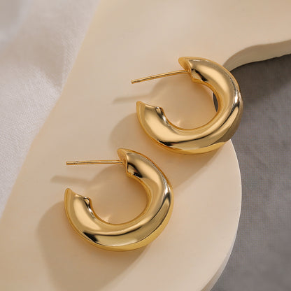 1 Pair Ig Style Simple Style C Shape Plating Copper 18k Gold Plated Ear Studs