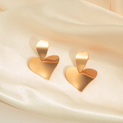 1 Pair Romantic Sweet Heart Shape Plating Stainless Steel Gold Plated Drop Earrings