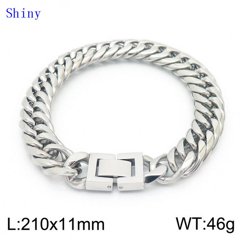 Hip-hop Geometric Titanium Steel Polishing Bracelets Necklace