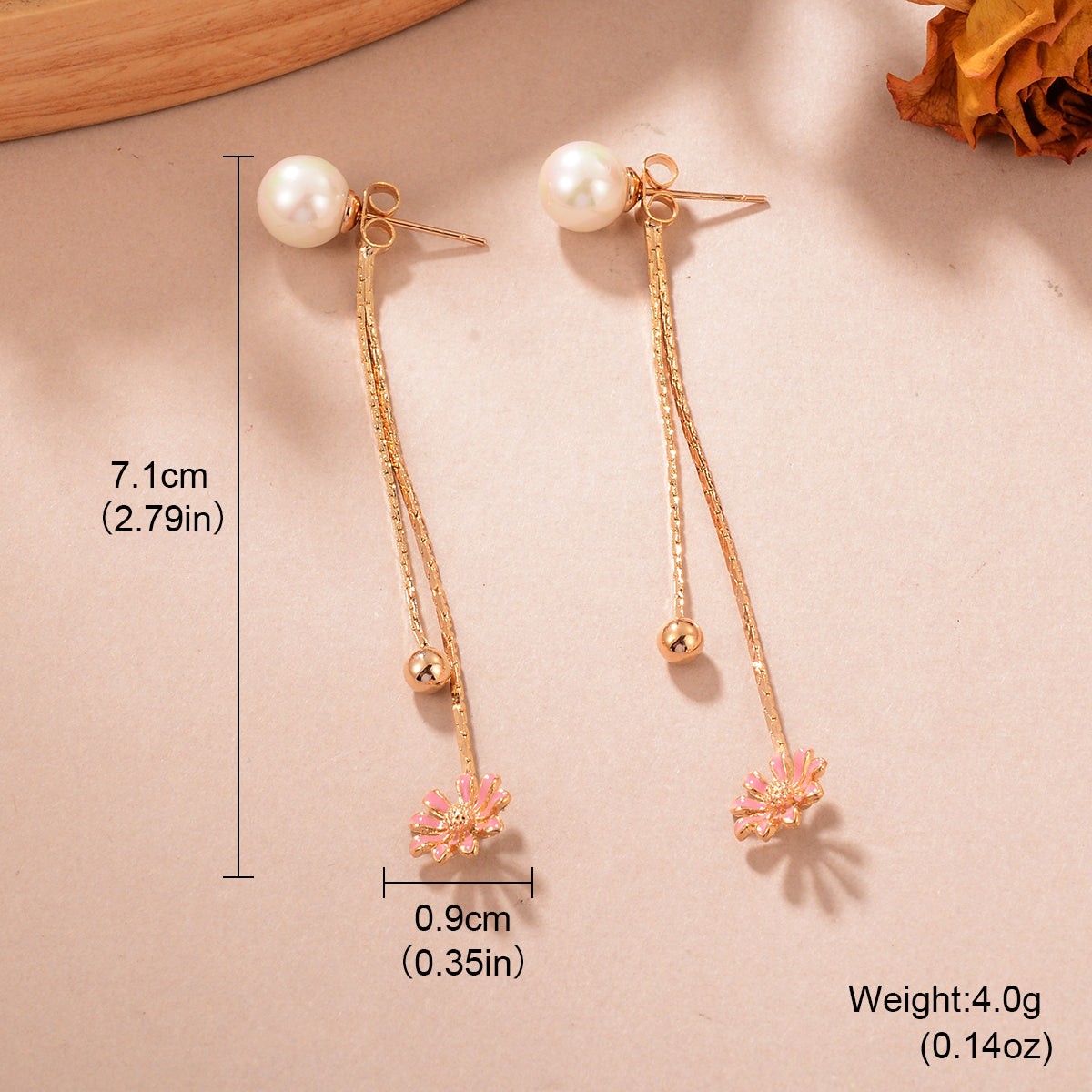 1 Pair Elegant Shiny Geometric Tassel Tassel Plating Inlay Copper Pearl Zircon 18k Gold Plated Drop Earrings