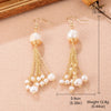 1 Pair Elegant Shiny Geometric Tassel Tassel Plating Inlay Copper Pearl Zircon 18k Gold Plated Drop Earrings