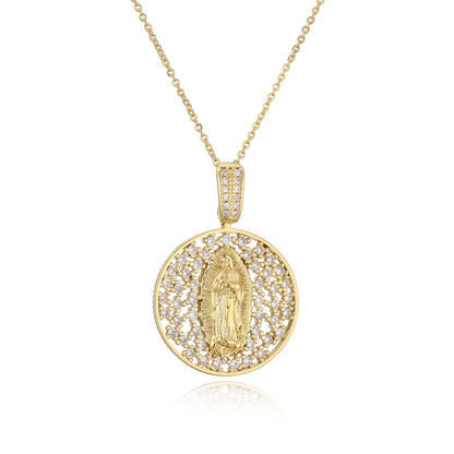 Ig Style Simple Style Human Virgin Mary Copper Plating Inlay Zircon Gold Plated Pendant Necklace