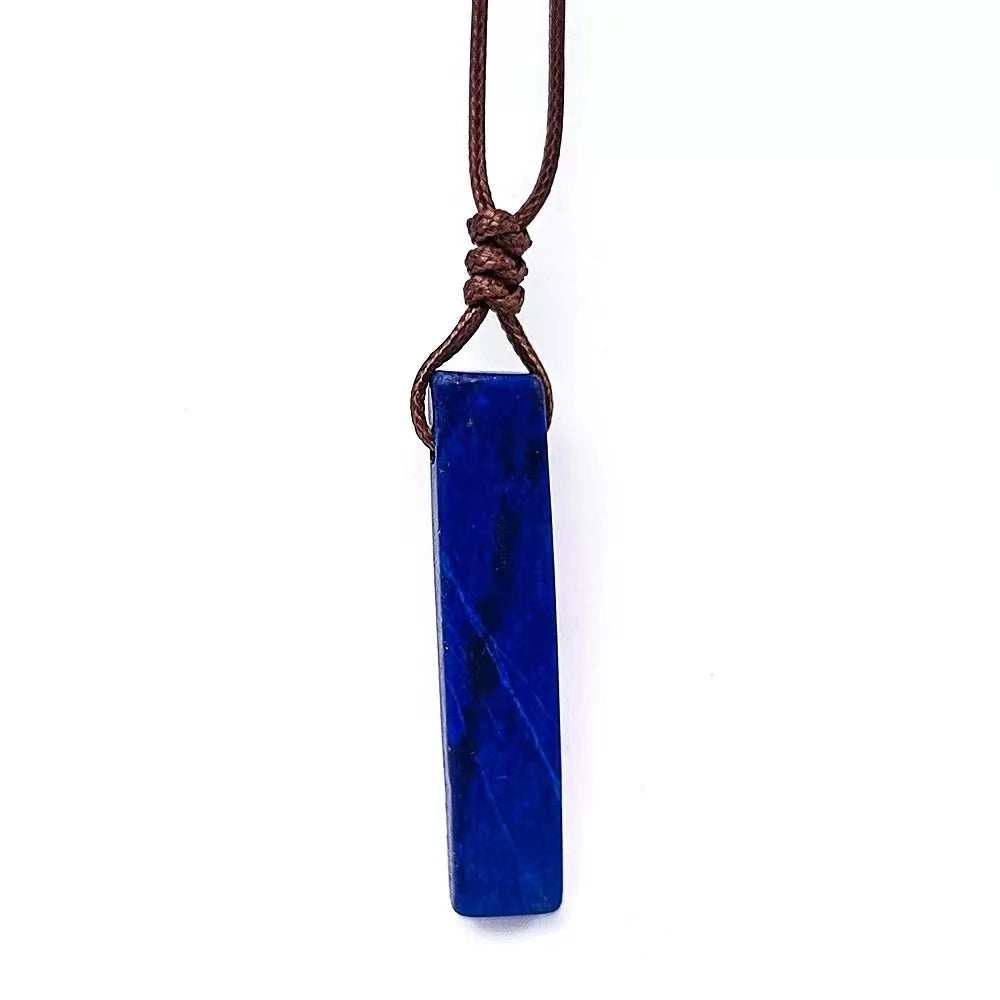 Ethnic Style Geometric Natural Stone Leather Rope Unisex Pendant Necklace