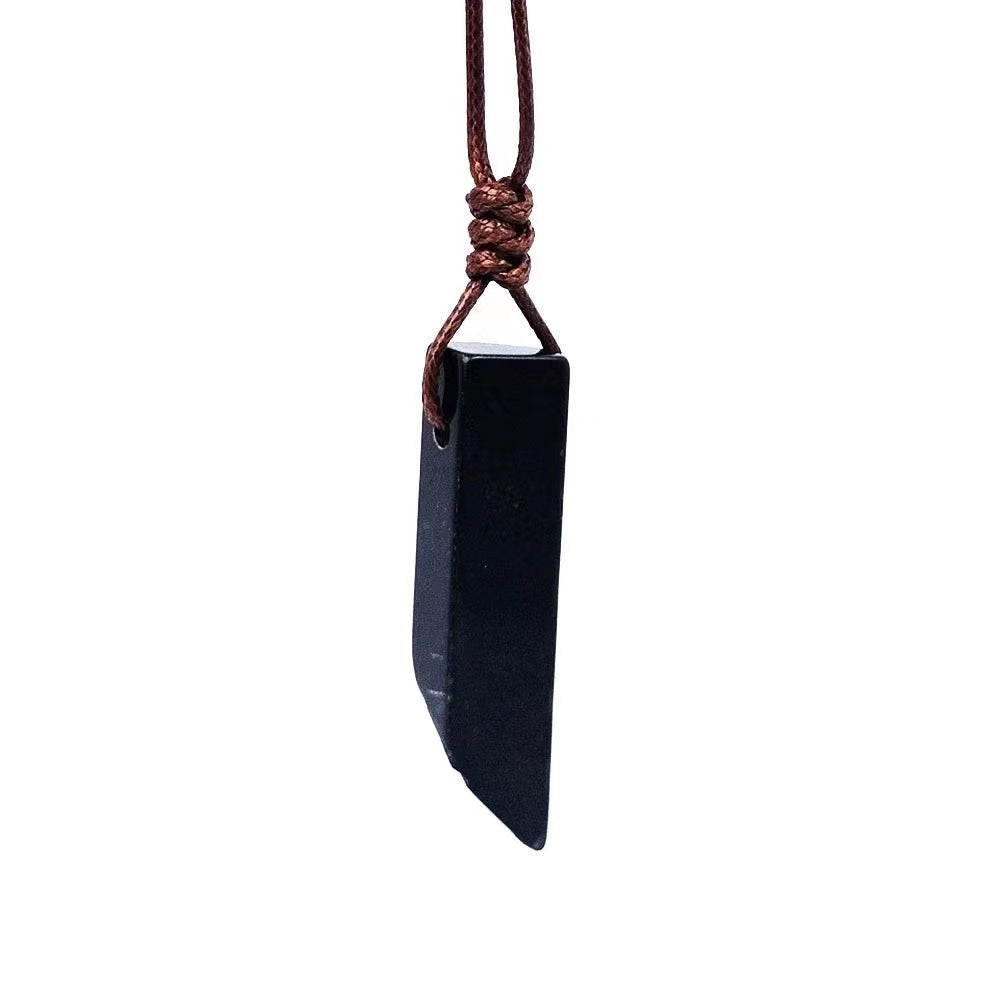 Ethnic Style Geometric Natural Stone Leather Rope Unisex Pendant Necklace