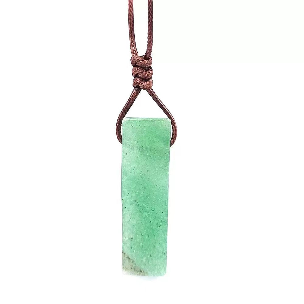 Ethnic Style Geometric Natural Stone Leather Rope Unisex Pendant Necklace